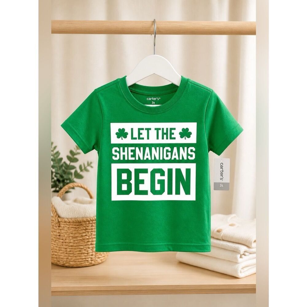 KELLY GREEN “LET THE SHENANIGANS BEGIN” T-SHIRT SIZE 3T NWT CARTER’s